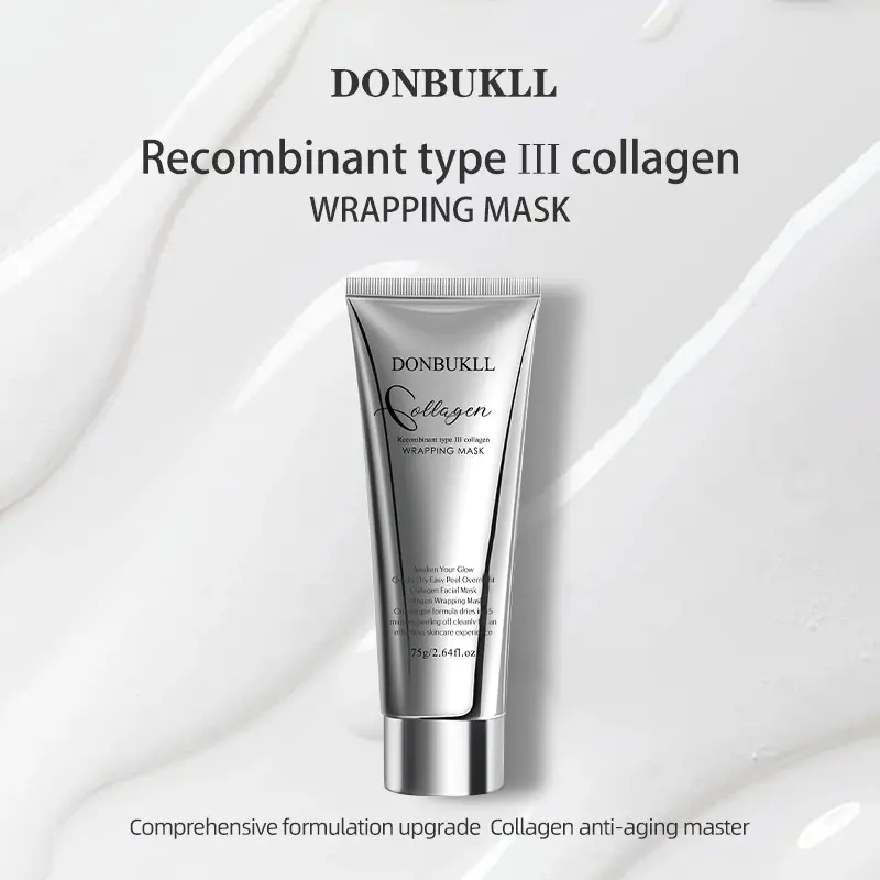 DONBUKLL Collagen Wrapping Mask, Peel-Off Overnight Facial Mask for Glowing Skin, Hydrating & Pore Minimizing Face Mask with Niacinamide & Hyaluronic Acid (75g/2.64fl.oz) Moisturizer Hydrate Moisture Moisturizing Beauty Face Mask Repairing Mask