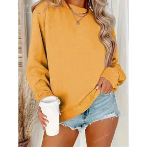 SimpleRoundNeckLongSleevedPulloverCasualThinTop