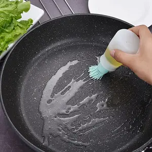 Silicone Oil Bottle Brush with Lid, Measuring Marks BBQ Sauce Brush, Butter Brush Kitchen Tool, Non-Stick Cooking Utensil