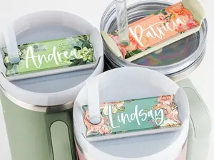Stanley name tag, Stanley Name Plate Floral Personalized Name Tag for Stanley Tumblers, Customized Name Plates Stanley Cups Accessories Custom Tags