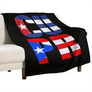 Cuba and Puerto Rico Flag Retro Blanket - Ultra Soft 280g Heavyweight Anti-Pilling Flannel - Cuba-Puerto Rico Traditional Decoration - Four Seasons Sofa, Bed, Dormitory Blanket - (Red, White, Blue) - Caribbean Culture Enthusiast Gift