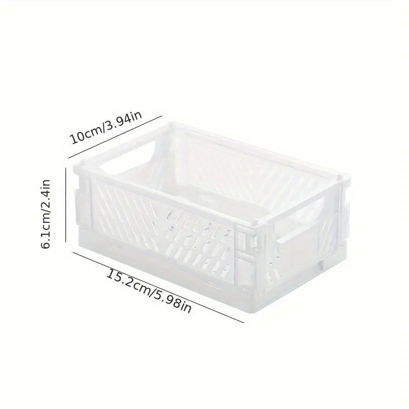 2pcs Mini Folding Storage Baskets - Stackable, Durable Plastic Organizer for Desk & Home Essentials, Shelf Baskets