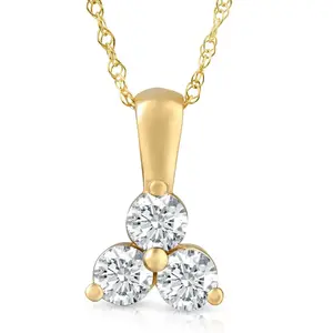 1Ct Diamond Three Stone Pendant in 14k White Yellow Rose Gold Lab Grown Necklace