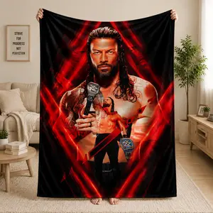 Wrestling Champion Inspired Flannel Throw Blanket – Soft Cozy Fleece Blanket with Sports Superstar Print, Warm Plush Throw for Bed, Couch, Bedroom Decor & Fan Gift
