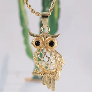 Owl Necklace 14k Gold Plated Rope Necklace