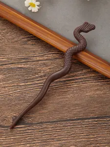 Vintage Snake-Shaped Wooden Hair Pin, Classical Hand-Carved Oriental Aesthetic Long Hair Accessory, Simple Stylish Hair Decor
