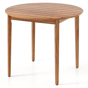 COSTWAY - 36 inch Acacia Wood Round Outdoor Dining Table for 4 People
