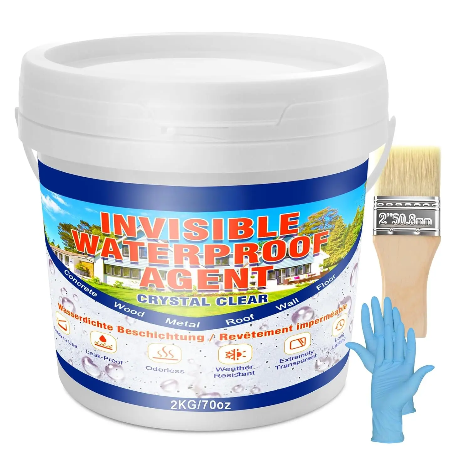 Adhesive 70oz, Transparent  Sealant Coating, Anti-Leaking Sealant Agent - Sealants Repair Leak Agent for Roofs, Bathroom, Walls, Kitchen, Garden, Indoor & Outdoor