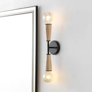 JONATHAN Y Katia 5.13" Modern Designer Iron/Wood Double Sided Hourglass LED Sconce