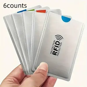 RFID Blocking Card Holder, 6 Counts/set Aluminum Foil NFC Protective Card Holder, Desktop & Drawer Organizer, Office Stationery Supplies for Credit Card, ID Card, Bank Card, Passport