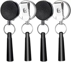 4Pcs Retractable Pencil Holder, Heavy Duty Pull Pen Holder, Badge Reel Pen Holder Elastic Silicone Pen Holder for Carpenters Construction Workers Nurses Waiters Handicraft Maker