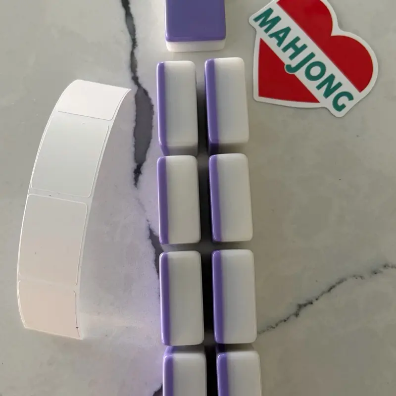 9 Hobby Lobby Purple/White Mahjong Tiles Stickered/Blanks + 4 Stickers