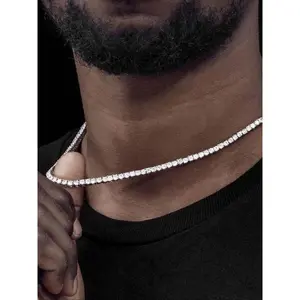 Street trendy rhinestone decorative chain necklace, fashionable hip-hop exquisite chain necklace, chic ice jewelry for party decorationGift