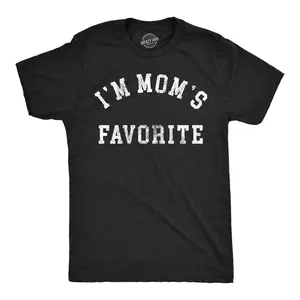 Mens Funny T Shirts Im Moms Favorite Sarcastic Graphic Novelty Tee for Men Mens Funny T Shirts Cool Vintage Fashion T-Shirt Gift Classic Menswear Funny Mother's Day Short Sleeve Novelty Tees for Guys Black -