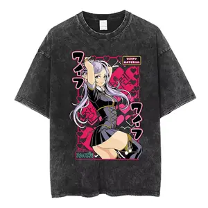 Washed Vintage Anime Frieren Beyond Journey's End Himmel T-shirt Men Women Fashion Harajuku Short Sleeve Cotton Casual T-shirts87