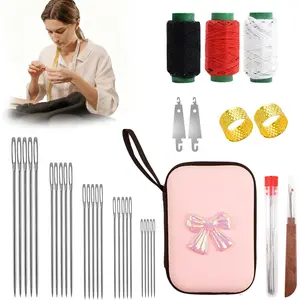Steel Sewing  Kit, Big Eye Steel Sewing  Kit with Upholstery Thread , Threader, Thimble, Exquisite Case, Sew Kits for Adults, Crafts, , for  Mom Beginner Traveler