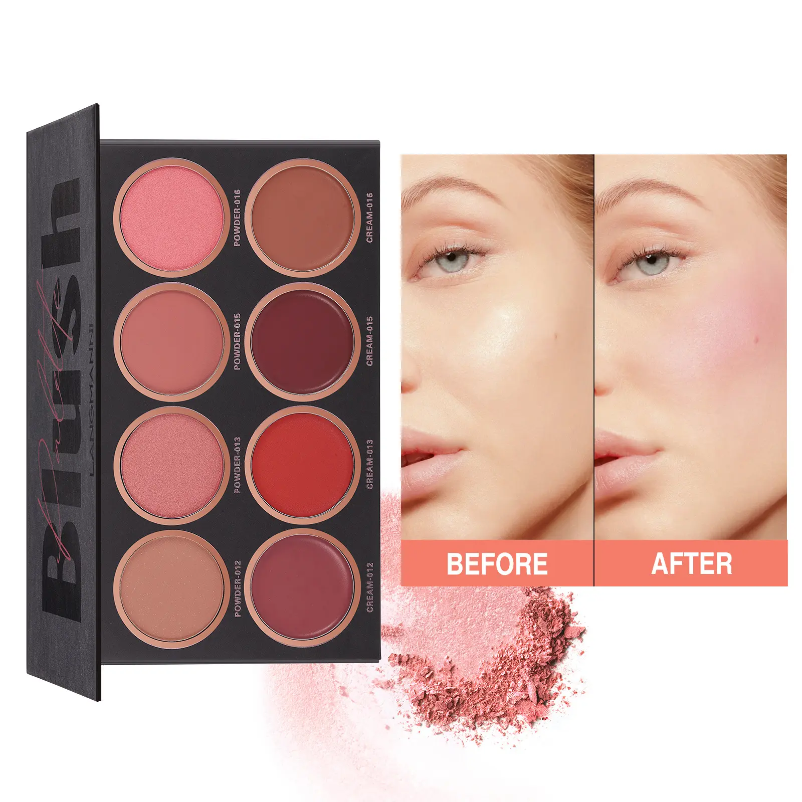 LANGMANNI Blush Palette, Matte Shimmer Highly Pigmented Long Lasting Natural Glow Blush Highlighter Contour Palette for All Skin Tones Face Makeup