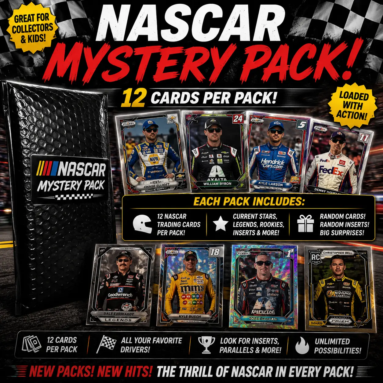 NASCAR Mystery Pack, 12 Cards Per Pack!