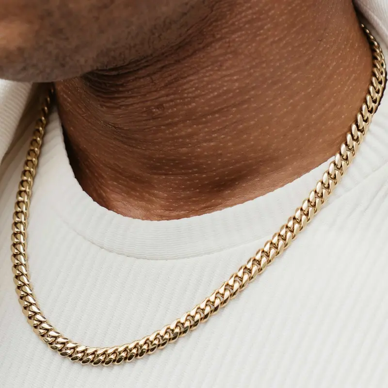 GLD Miami Cuban Link Chain | 18k Yellow Gold Plated, 8mm - 16" to 28" Lengths, Classic Statement Necklace - Perfect Gift #Stockupdeals