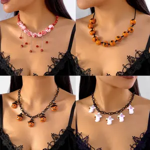 Personality Funny Fun Necklace Men's and Women's Halloween Creative Pumpkin Ghost Pendant