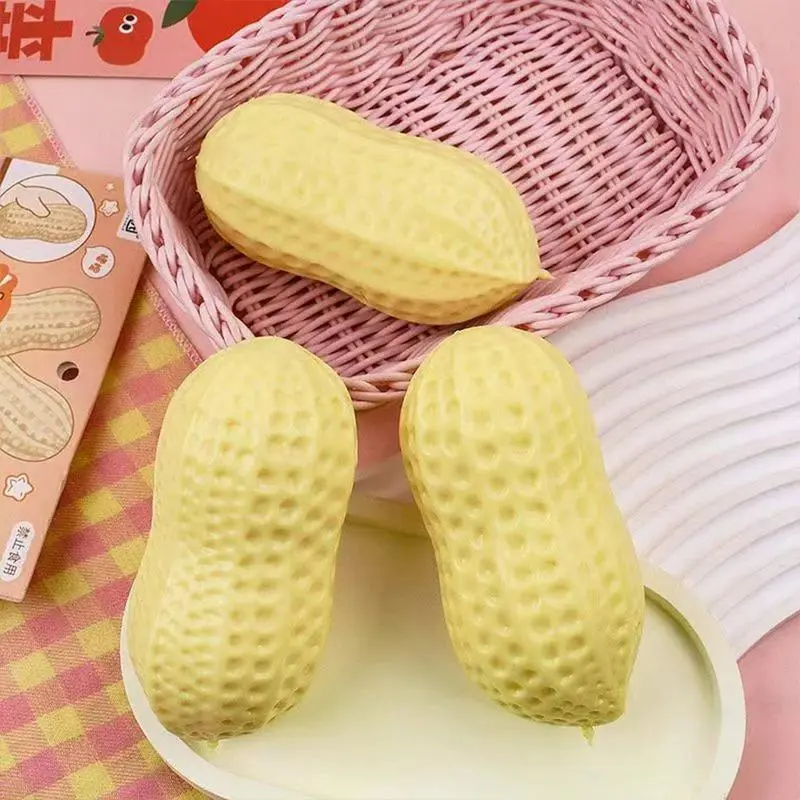 Funny Peanut Squishy Toy, Extra Crunchy Hand Squeezer for Stress, Cute Desk Fidgets for Work & School, Satisfying ASMR Popping Toy