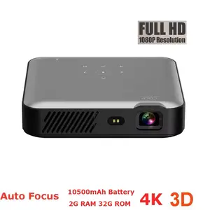 Smartldea Full HD 4K 3D Smart Projector Auto Focus Android 9.0 5G Wifi DLP Proyector 10500Mah Battery Mobile Smartphone Beamer