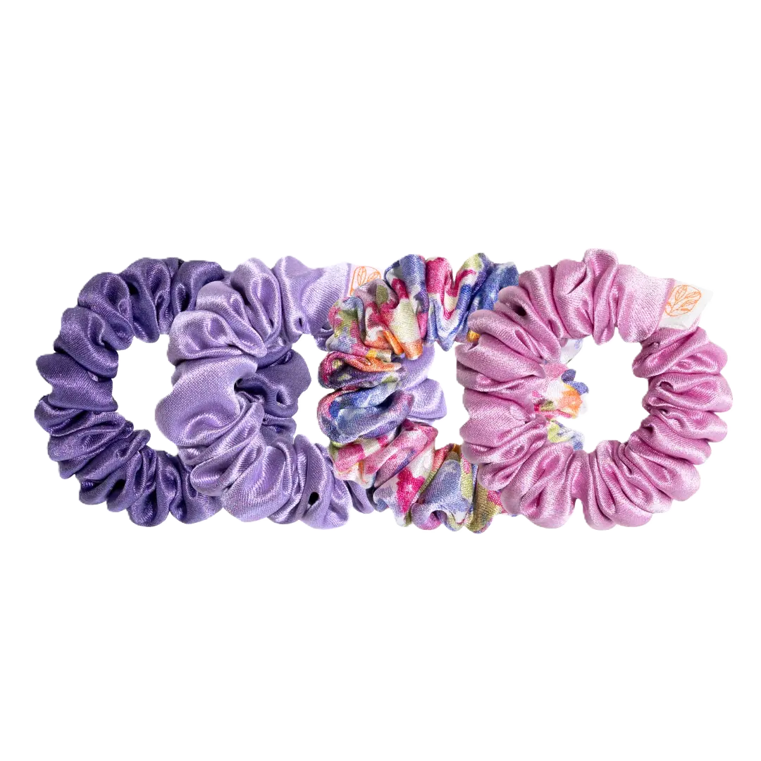 Floral Fields Mini Silk Scrunchies (4 pc)