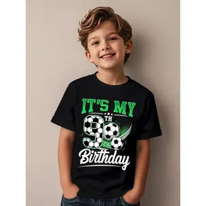 It's My 9th Birthday Boy Soccer Ball 9 Year Old Number Nine Novelty Aesthetic Graphic Kid T-Shirt Cute Kid T Shirts Trending Tees Tops for Kid