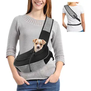Dog Carrier for Small Dog Travel Pet Carrier Hands Free Pet Sling Puppy Cat Carrier Pets Crossbody Bag Up to 5 lbs Dog Accessories Breathable & More Pockets Grey
