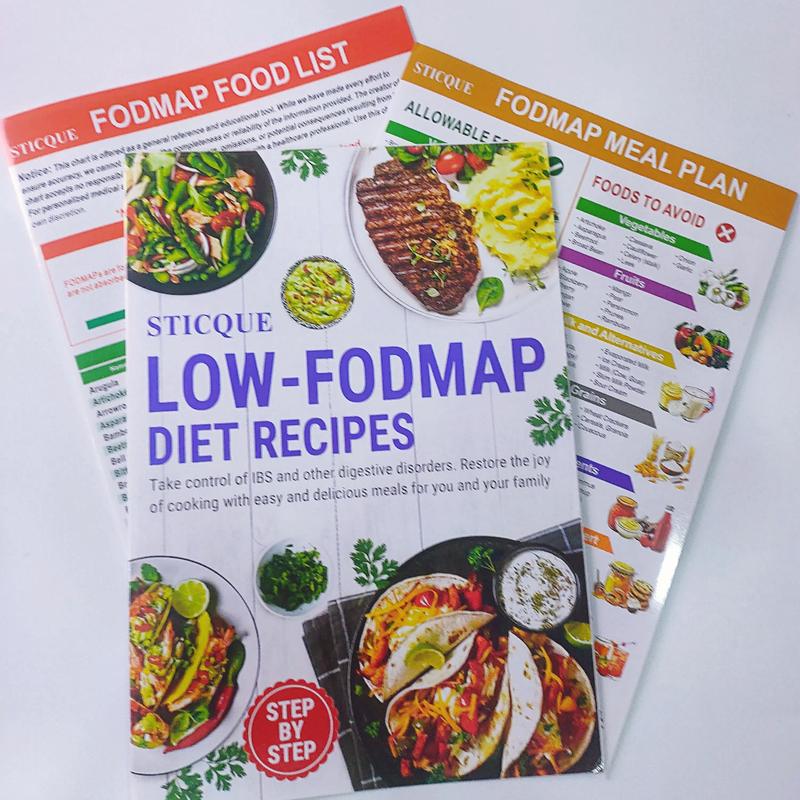 Low FODMAP Food List Chart & Meal Plan, Bloating – Laminated Diet Guide w/Serving Size, Net Carbs, Calories, Fiber – Elimination Diet Recipes for Beginners
