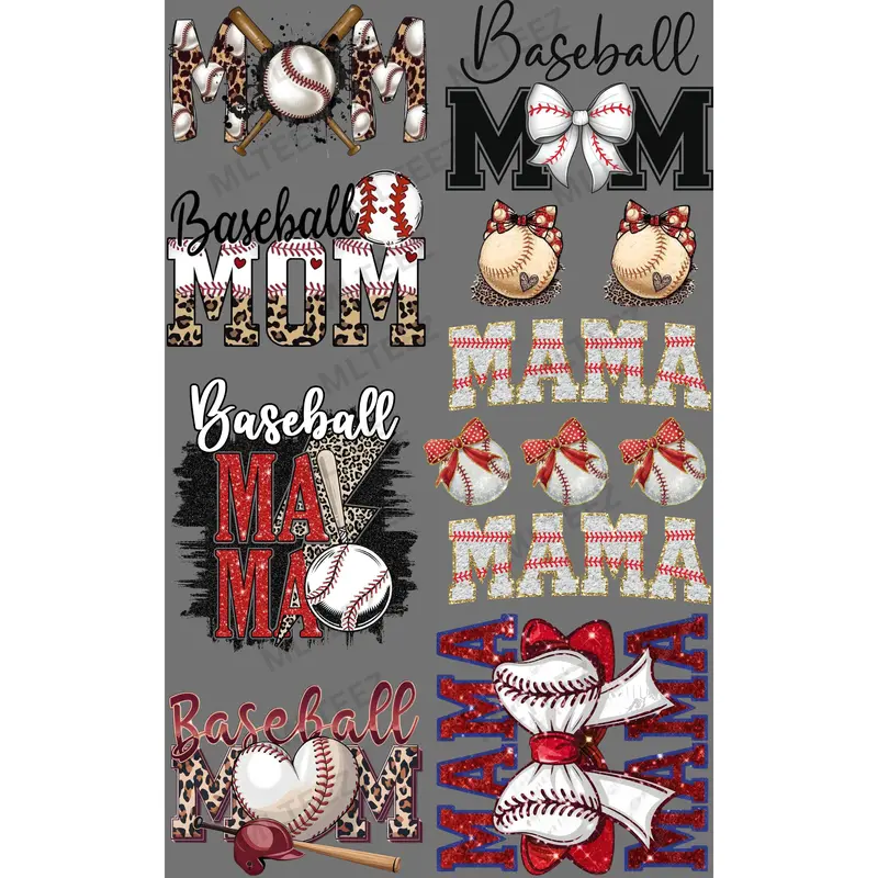 BASEBALL MAMA (1) PREMADE GANGSHEET - 22X36 DTF TRANSFERS - DIRECT TO FILM