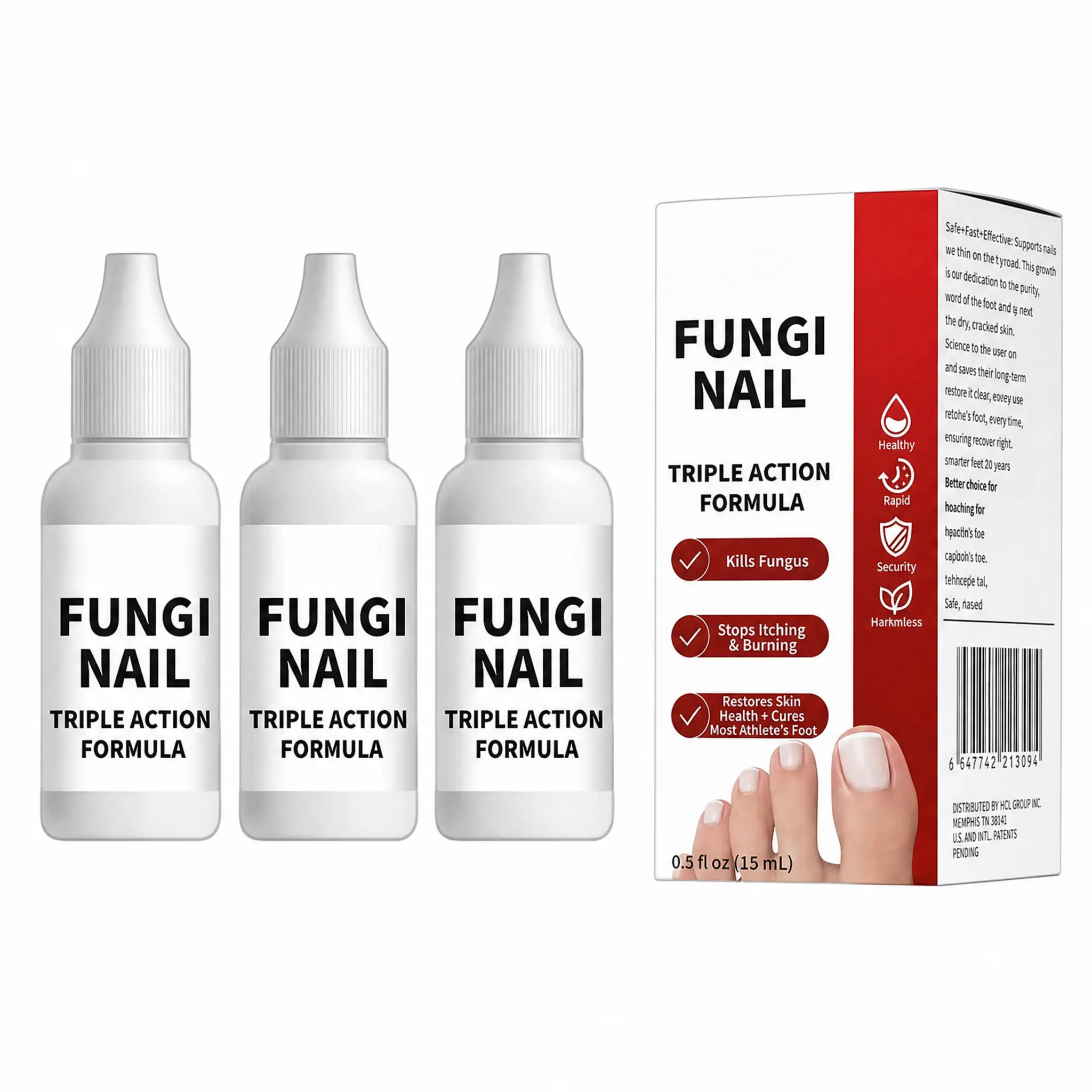 3PCS Fungi Nail Antifungal Solution 0.5 Fl Oz, Extra Strength Toenail Fungus Treatment, Triple Action Formula Remove Fungal, Repair & Renew Damaged Toenail Fingernail, Nail Repair Solution