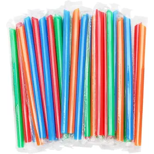 50 Individuay Wrapped Boba Straws, Multi Color Plastic Milkshake,  Smoothie, Disposable Wide-mouthed Large Straws