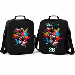 Insulated Canvas Lunch Bag for Hockey Fans - Customizable with Name and Number, Functional Luggage & Bags Accessory