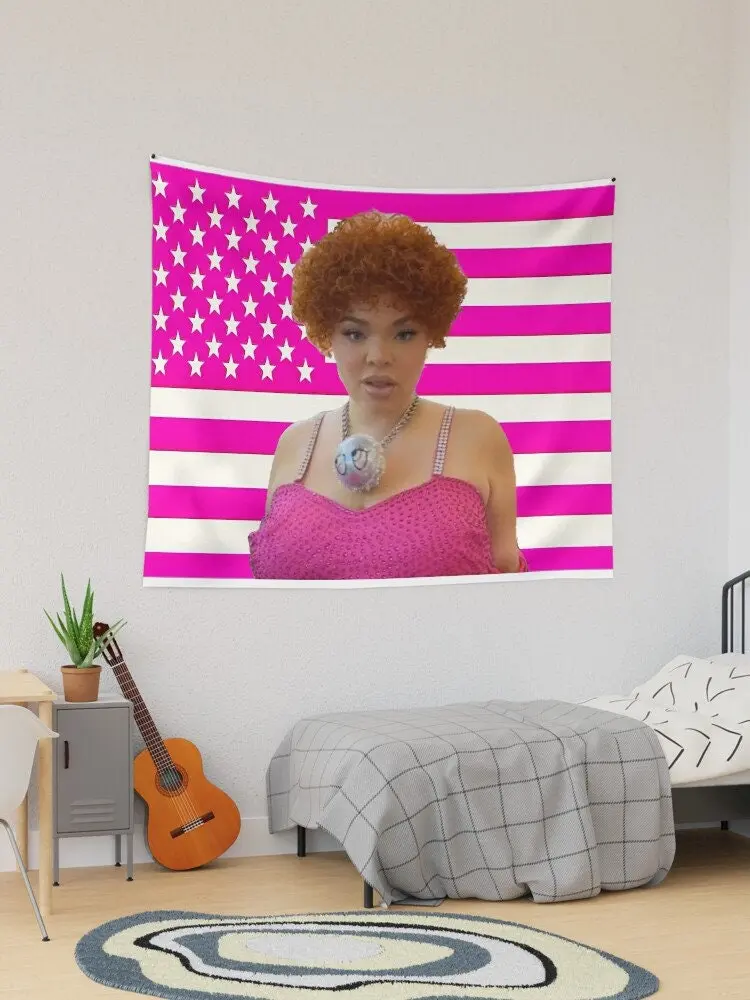 Trish/a Sp/ice Pink American Flag Wall Tapestry, Trisha Mandala Tapestry Wall Hanging Trisha Paytas Tapestry Wall Decor, Paytas, Mukbang, Ice 3x5ft Celebrity USA Flag Tapestry for Wall hanging, College Dorm, Living Room, Bed Room, Home Decor
