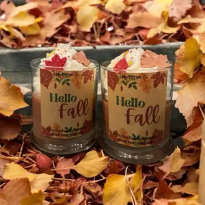 Hello Fall + Soy Wax Candle + Pumpkin + oak