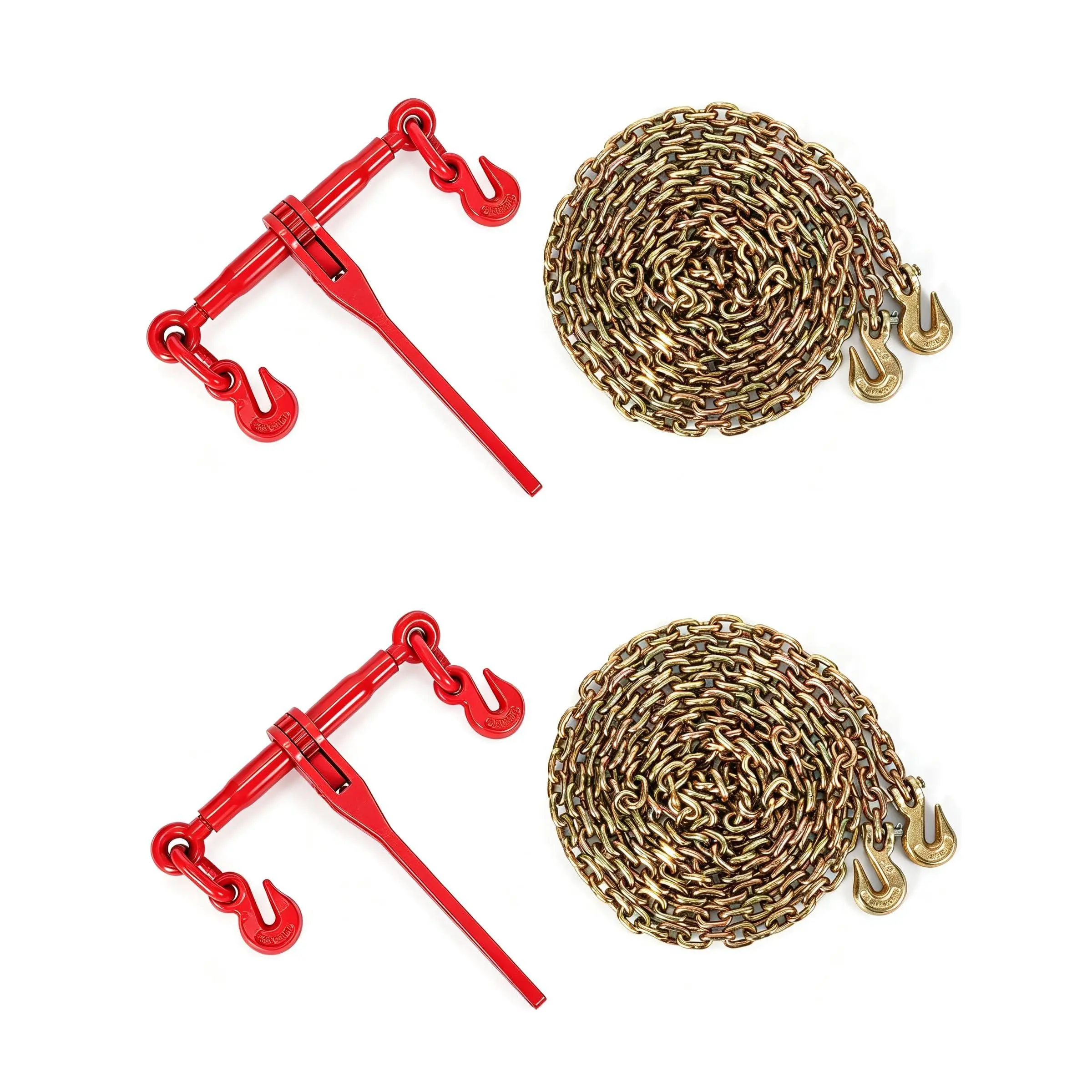 2-Set 20FT Ratchet Chain & Binder Kit, 5/16''-3/8'' 8mm G80 Steel Binder, 9200lbs WLL, for Industrial & Agricultural Towing (Outdoor Furniture Application Compatible)