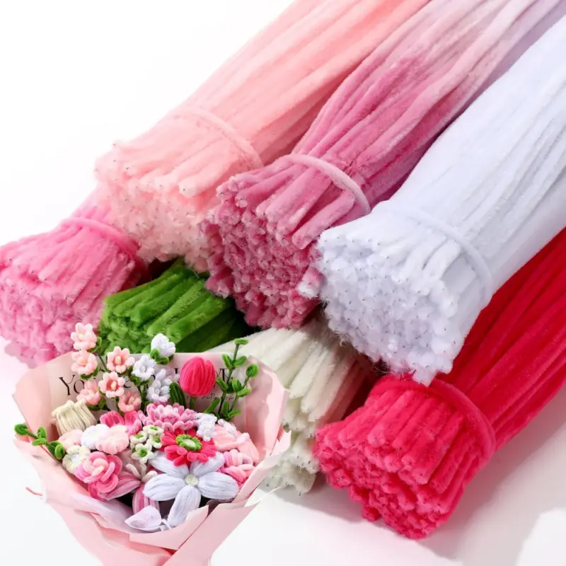 700-piece colorful chenille stem set, bulk handmade floral materials, DIY Craft Supplies, suitable for DIY art and craft project decoration, beginner-friendly, DIY Artificial Rose, DIY Flower
