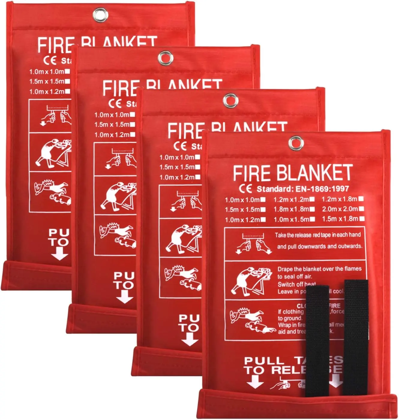Fire Blanket for Home and Kitchen - 2 Pack Emergency Fire Blanket, 40" x 40", Flexible Fiberglass, No-Mess Fire Protection, Bright Red Storage Pouch