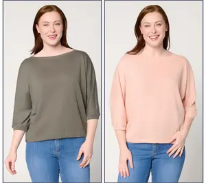 Barefoot Dreams Malibu Collection Slub Jersey 2 Pack Dolman Tees