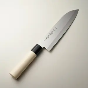 Due Cigni Santoku Knife 6.75 Inch Stainless Blade Maple Handle