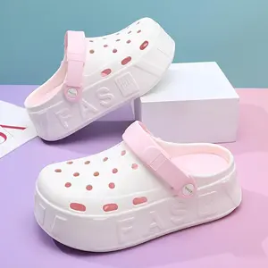(New)Women's Fashionable Closed-Toe, Thick Sole for Durability & Non-Slip Comfort - Breathable EVA Material, Adjustable Pink Strap, All-Season Wear, Croc Shoes