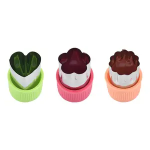 3pcs Colorful Stainless Steel Fruit & Vegetable Cutter Set with Hand Guards - Kid-Friendly Design for Fun Snacks, Includes Cookie Mold with Fancy Printing Capabilities