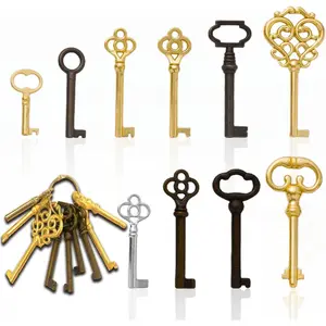 10-Pack Universal Skeleton Key Set Replacement for Vintage Antique Old Furniture Cabinet Doors Grandfather Clocks Old Style Cabinets or Doors