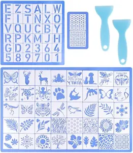 LET’S Resin Stencils for Resin,78 Packs 2 Inch Alphabet Stencils, Number Stencils, Animal Stencils for Painting,Reusable Washable Stencil Template for Resin Molds, DIY Craft, Painting