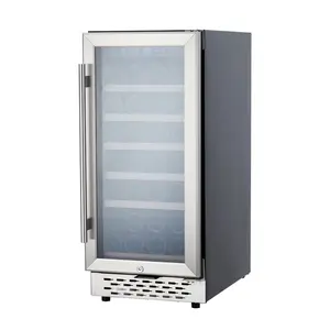 15 Inch Wine Refrigerator, 28 Bottle Wine Cooler, Built-in or Freestanding Beverage Fridge with 41-65°F Temperature Control, Digital LED Touch Control & Glass Door, Ideal for Bar, Home and Office