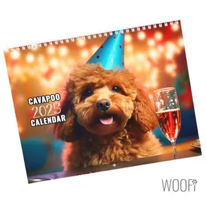 Cavapoo Calendar 2025, Cavoodle Wall Calendar Gift, 12 Month Hanging Wall, Desktop Calendar 2025, Dog lover, Support Dog Shelters