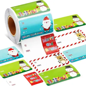 Christmas Stickers Roll, Self-Adhesive Christmas Labels, Holiday Decoration, Santa Claus Packaging Paper, Gift Wrapping Supplies