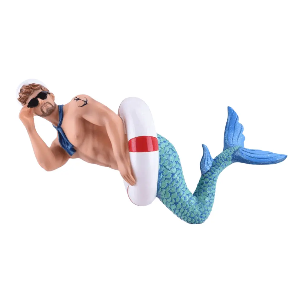 December Diamonds Merman Figurine with Tail, Big Tube Christmas Ornaments for Home Festive Decor