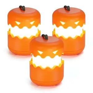 3-Pack Halloween Pumpkin Lantern, Collapsible Jack O Lantern Pumpkins with Lanyard, Halloween Party Favors for Kids, Light up Pumpkin Outdoor for Halloween Party Decoration, Battery Included